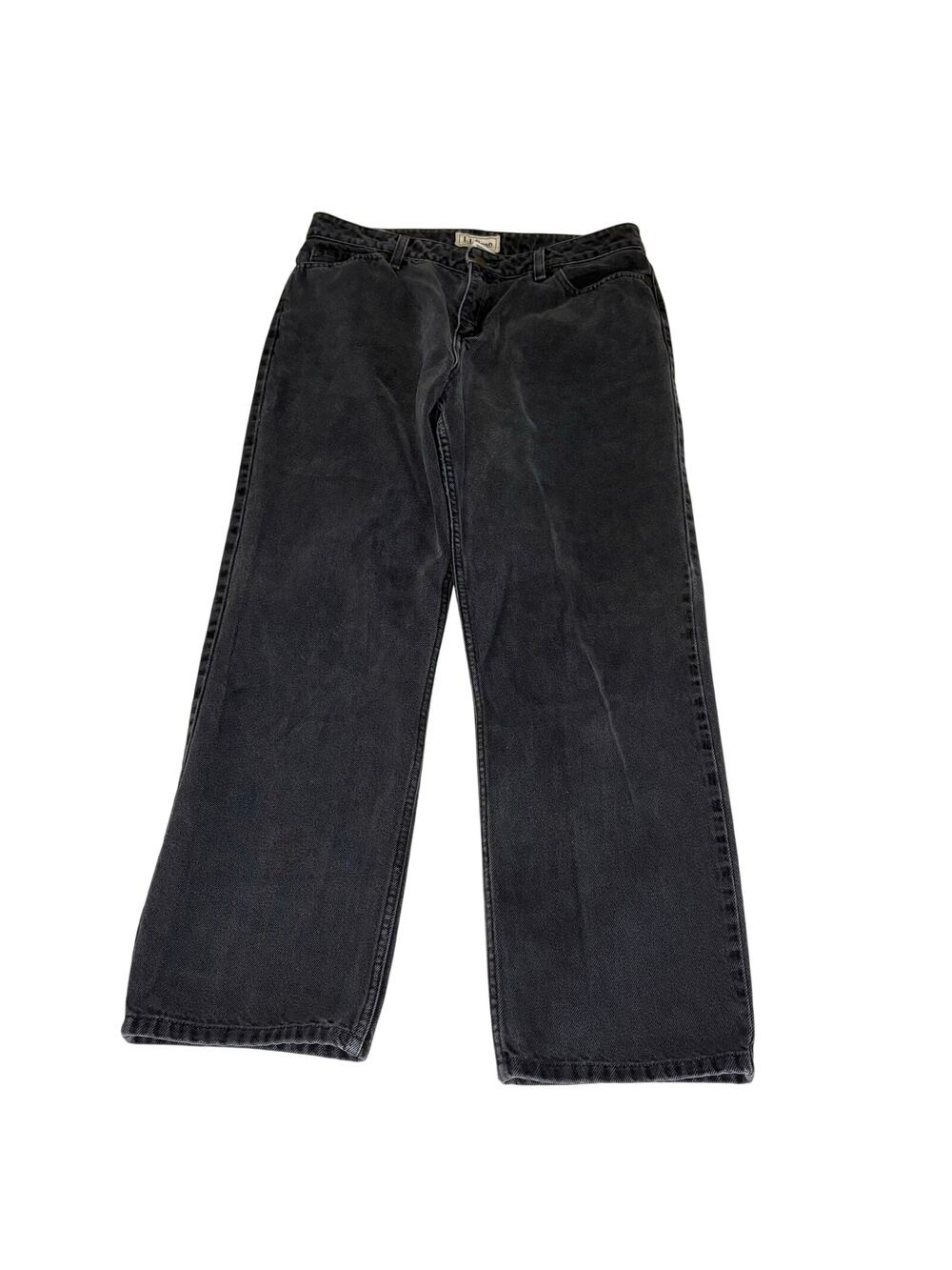 L.L.Bean Classic Fit Straight Jeans Women's 12 Black 5-pocket Denim